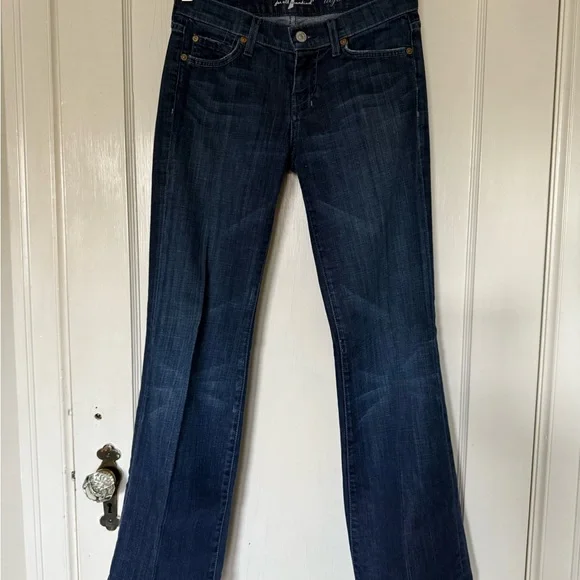 7 For All Mankind Women's Boot Cut Jeans - Dark Blue - 30” Inseam - Picture 6 of 9